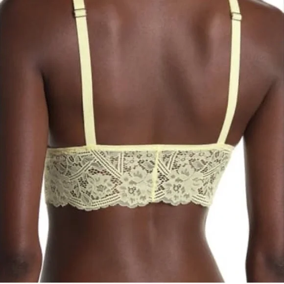 Free People Teegan Lace Trim Bralette Yellow Size Small NWT - Picture 2 of 6